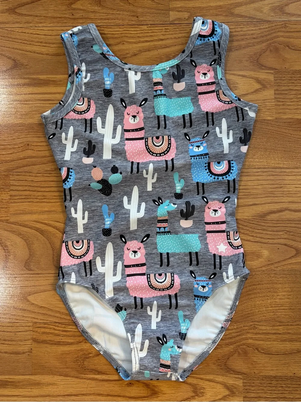 Destira Girls Llama Cactus Open Back Gymnastics Leotard Youth S